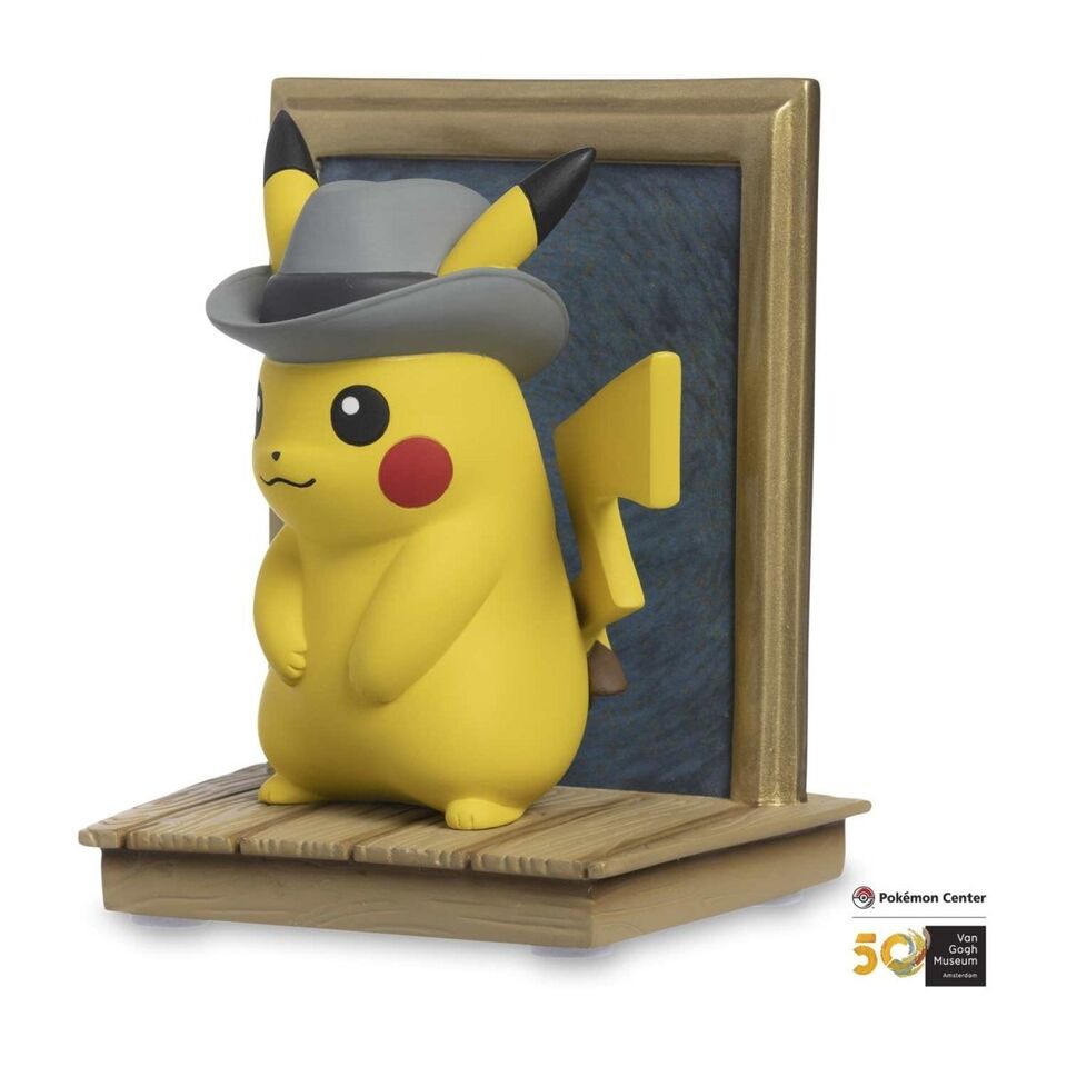 Pokemon Center x Van Gogh Museum: Pikachu Grey Felt Hat Figure With Self Portrait